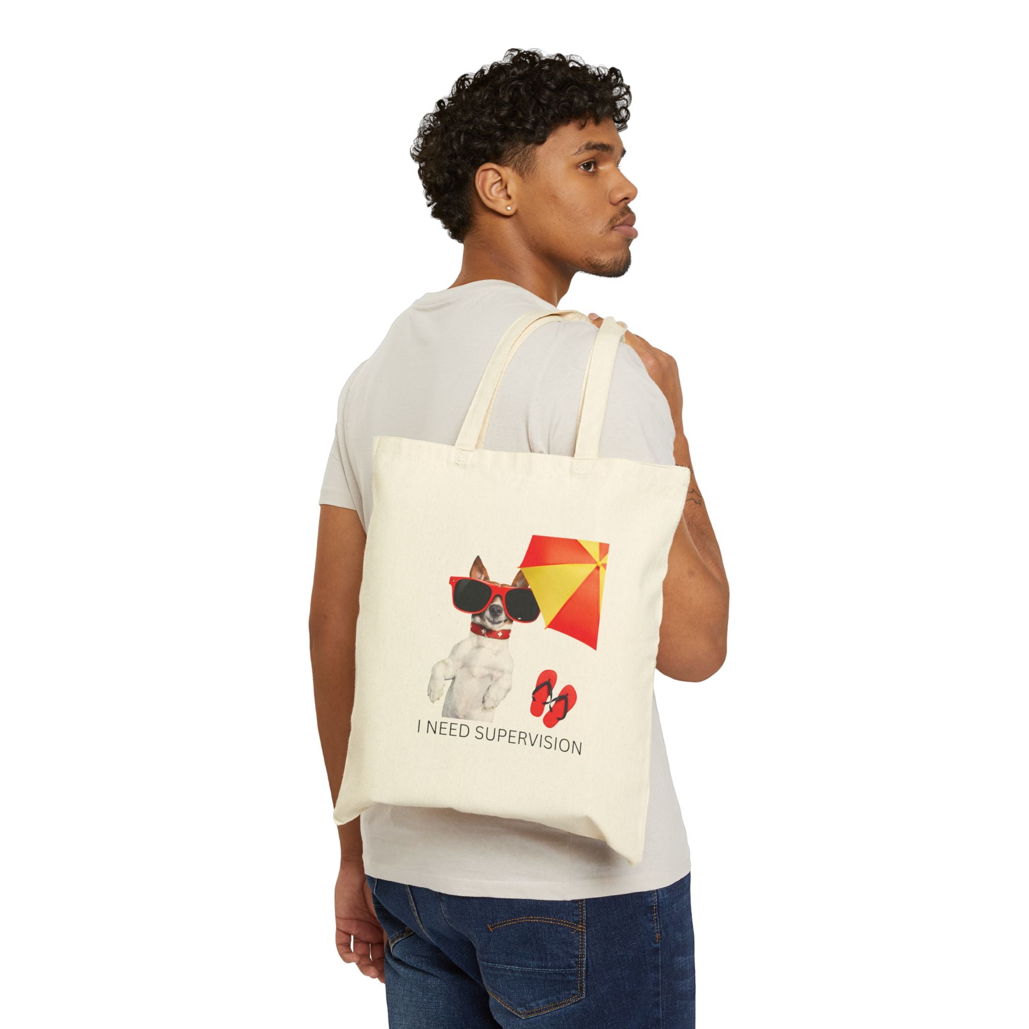 Quirky Dog Tote Bag, I Need Supervision Dog Lover Gift, Pet Accessory, Cute Summer Bag, Fun Beach Tote, Eco-Friendly Shopping Bag