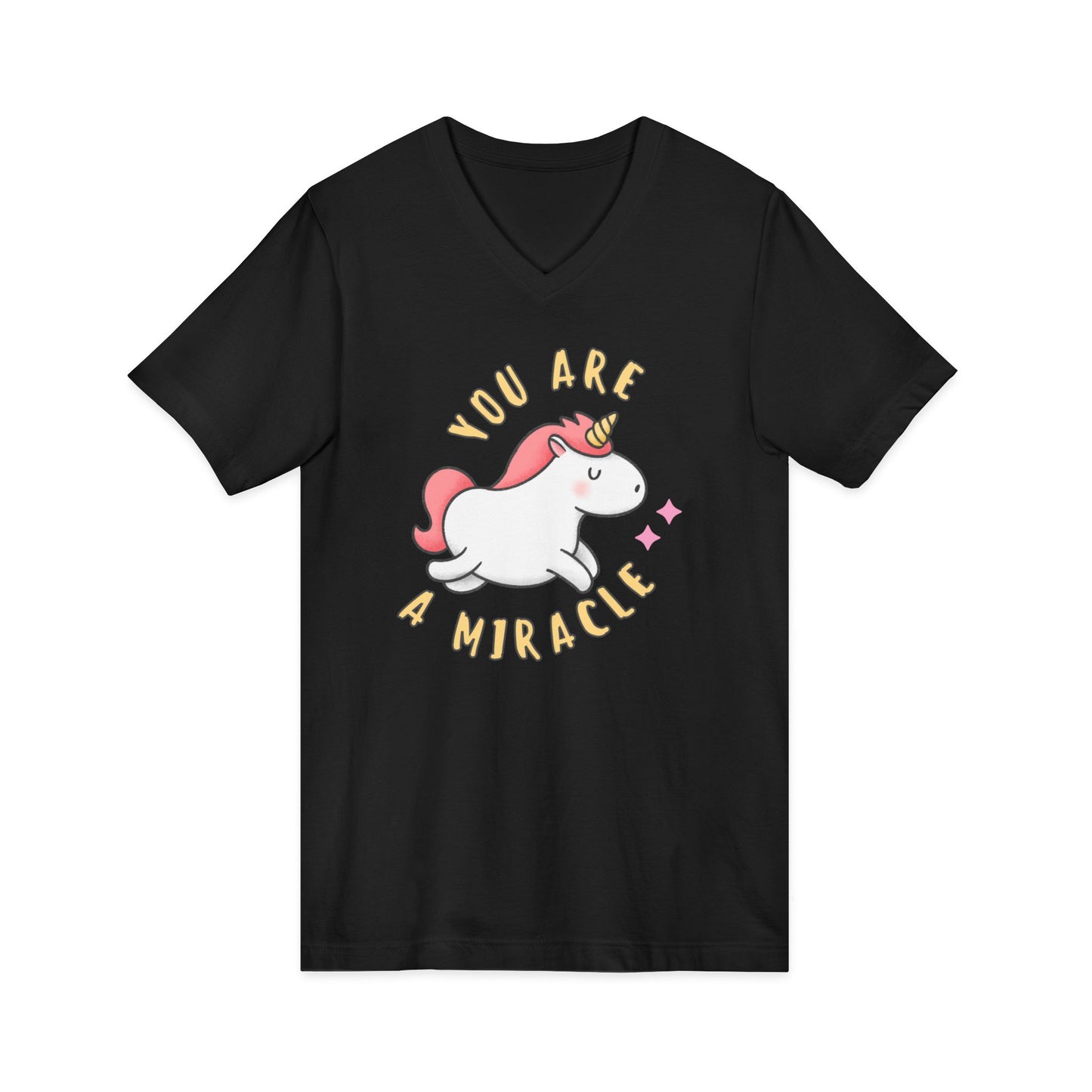 You Are a Miracle Unicorn V-Neck Tee, Unisex 100% Cotton