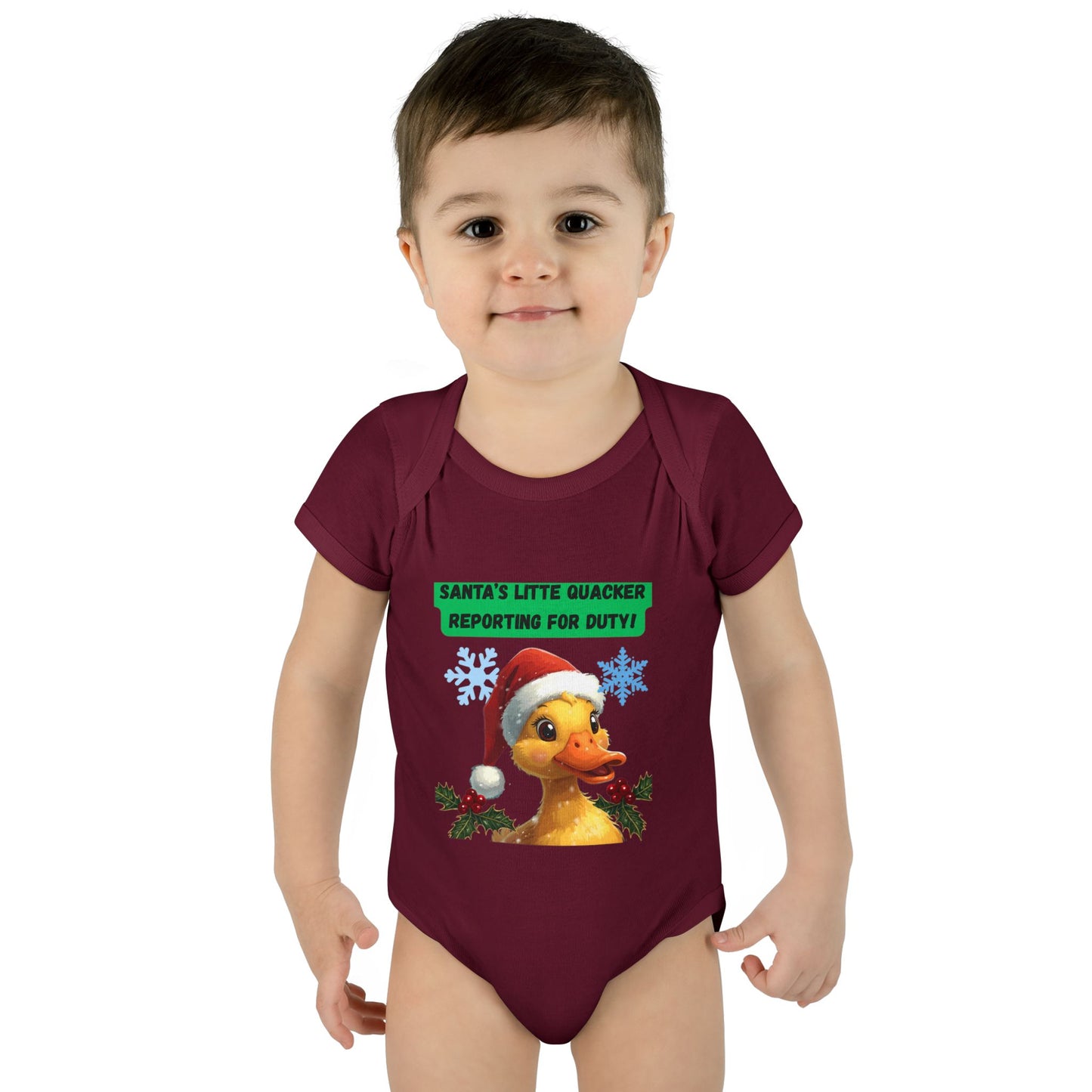 Christmas Infant Bodysuit, Santa's Little Quacker Design, Holiday Baby Outfit, Cute Baby Gift, Festive Newborn Apparel