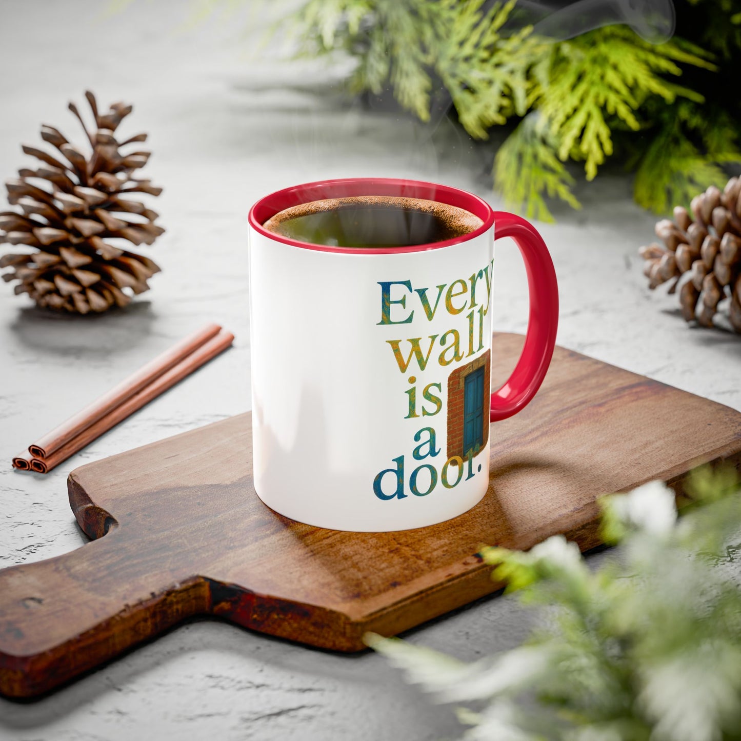 Inspirational Coffee Mug — "Every Wall Is a Door" Colorful Ceramic Mug (11oz & 15oz)