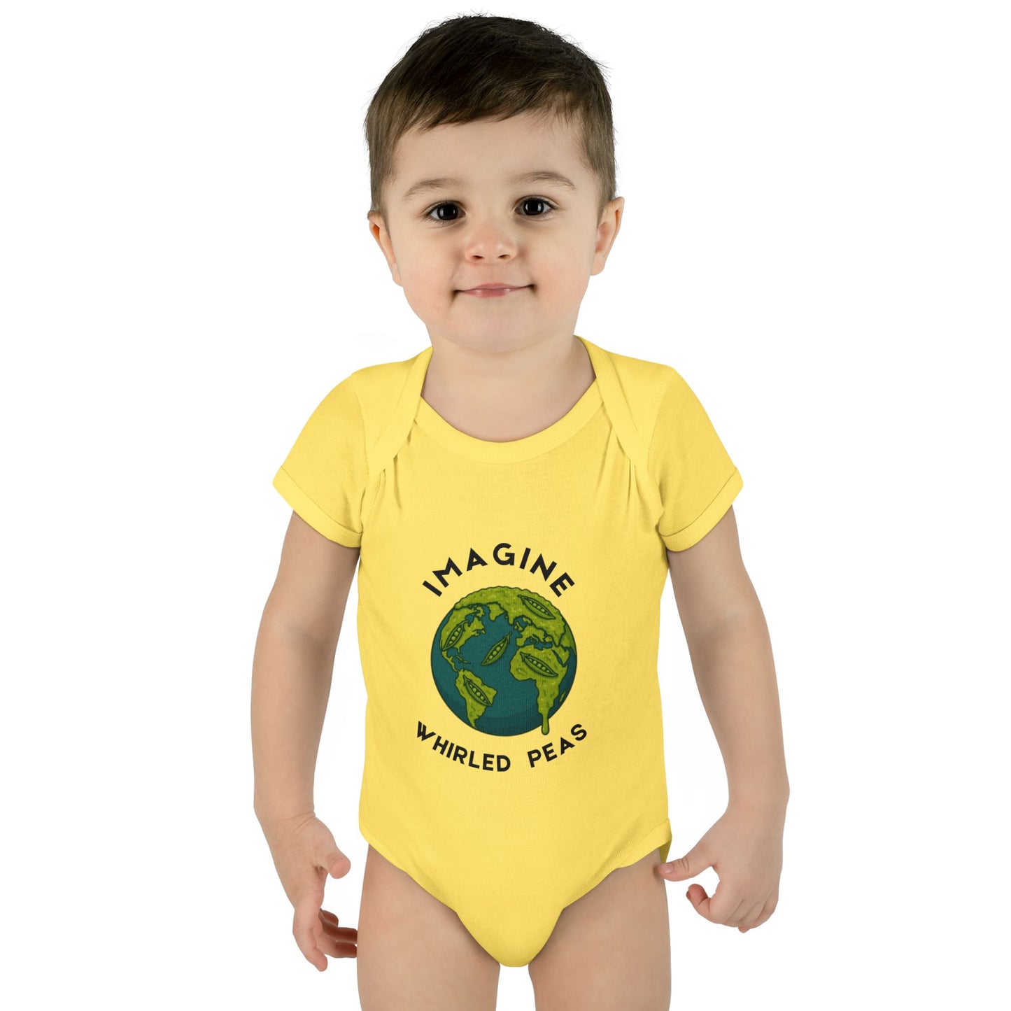 Earth-Themed Infant Bodysuit - Imagine Whirled Peas, Cute Baby Clothes, Unique Baby Shower Gift, Eco-Friendly Apparel, Baby Gift Idea