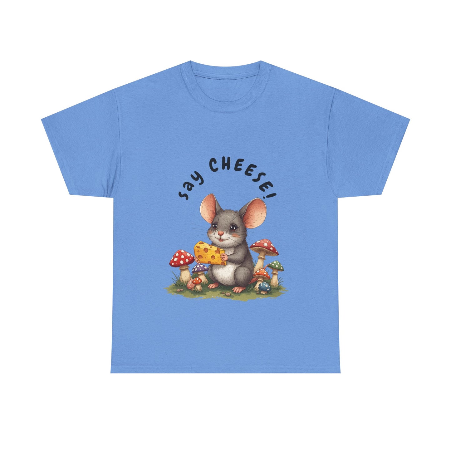 Say Cheese! Cute Mouse Graphic Tee, Say Cheese Unisex Heavy Cotton Tee, Whimsical T-Shirt, Nature Lover Gift, Fun Animal Apparel, Playful Fashion