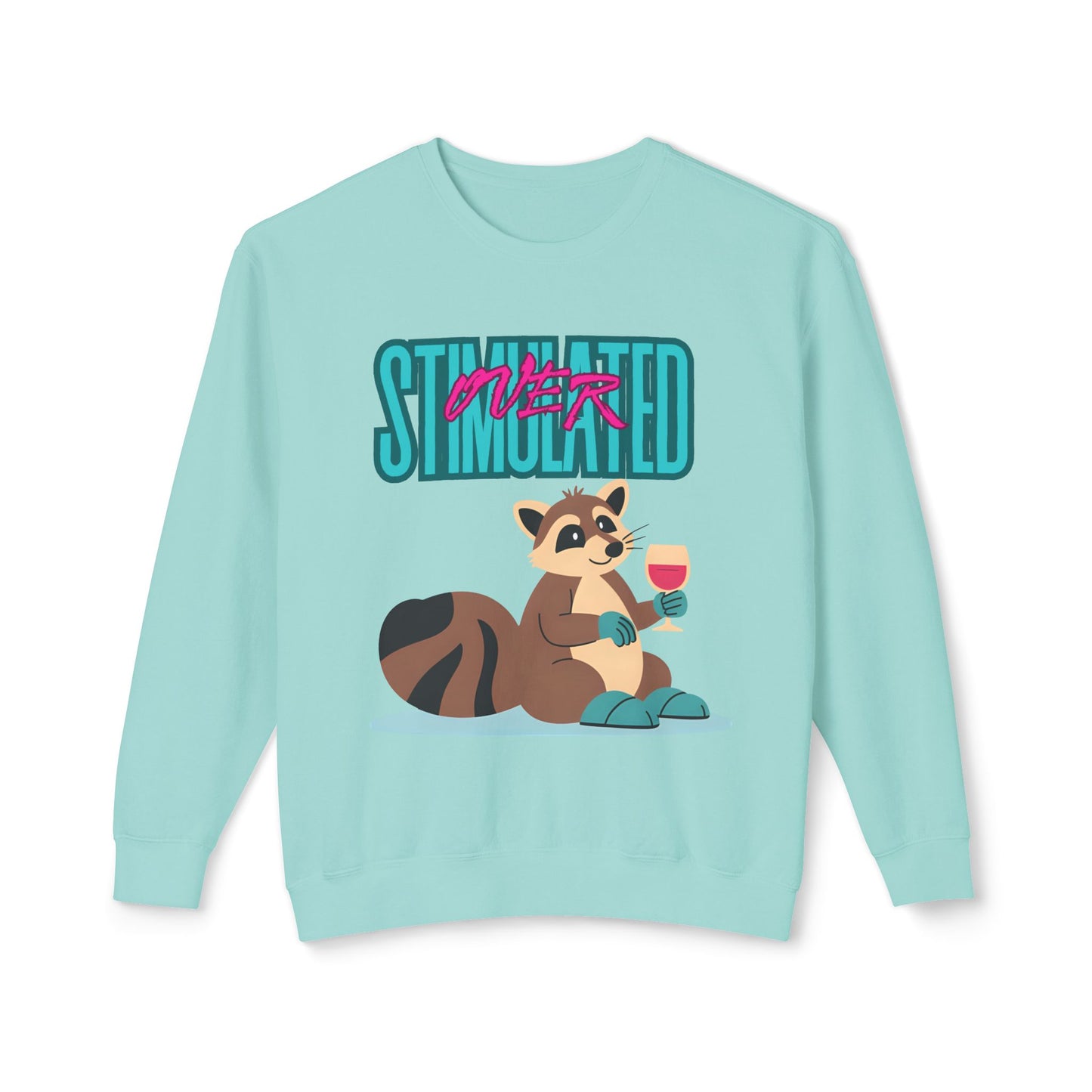 Raccoon 'Overstimulated' Crewneck Unisex Sweatshirt
