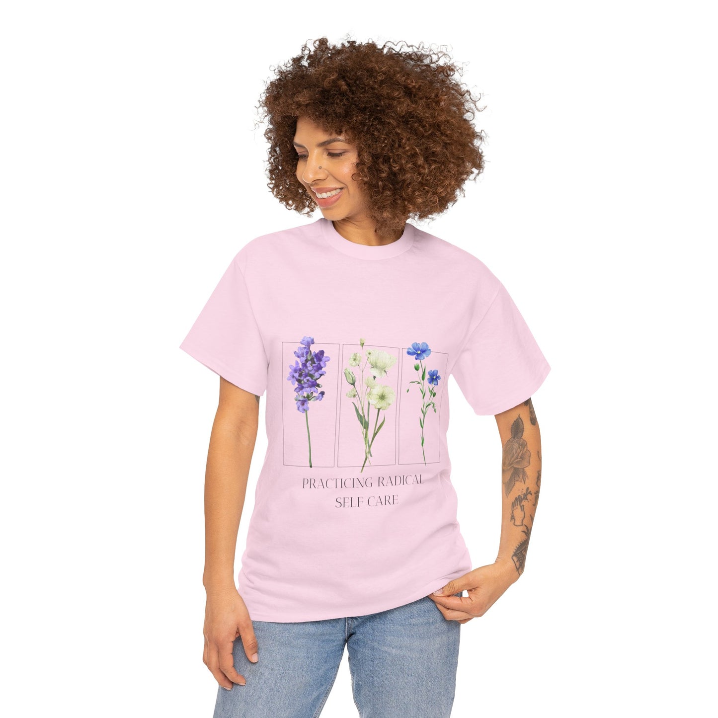 Practicing Self-Care floral  Tee, Spring Fashion Top, Unisex Graphic Shirt, Mental Health Awareness Gift, Casual Wear, Birthday Gift for Friends