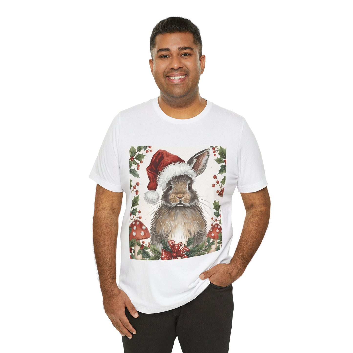 Christmas Bunny T-Shirt, Holiday Tee, Rabbit Shirt, Winter Apparel, Cute Christmas Gift, Seasonal Fashion