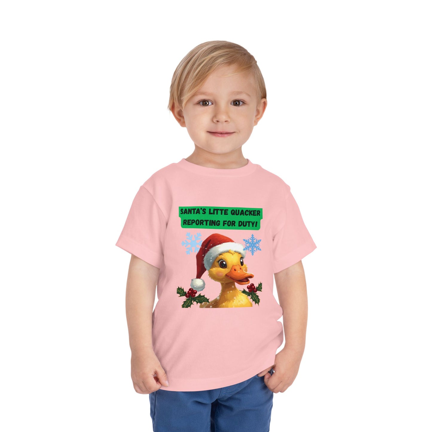 Santa's Little Quacker Toddler Tee, Christmas Shirt, Holiday Outfit, Cute Christmas Gift, Festive Toddler Apparel, Santa Duck Tee
