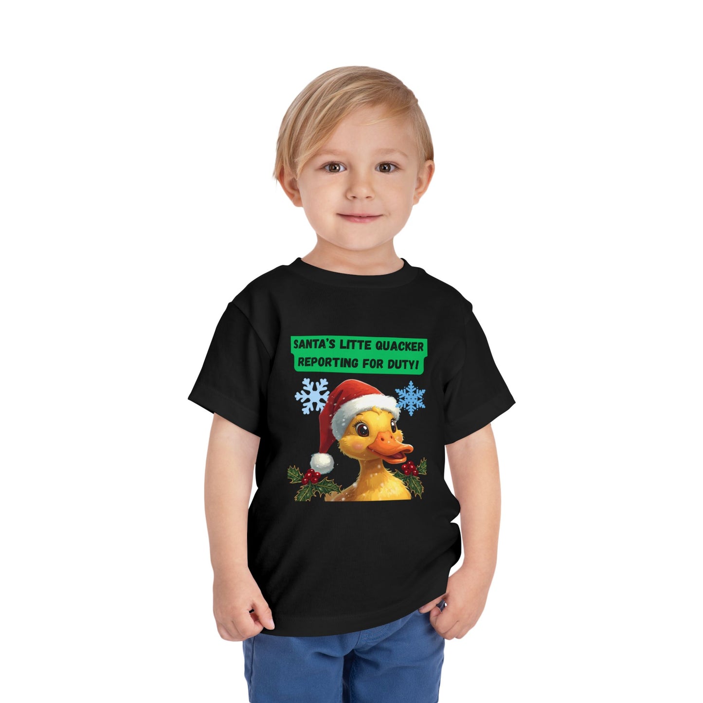 Santa's Little Quacker Toddler Tee, Christmas Shirt, Holiday Outfit, Cute Christmas Gift, Festive Toddler Apparel, Santa Duck Tee