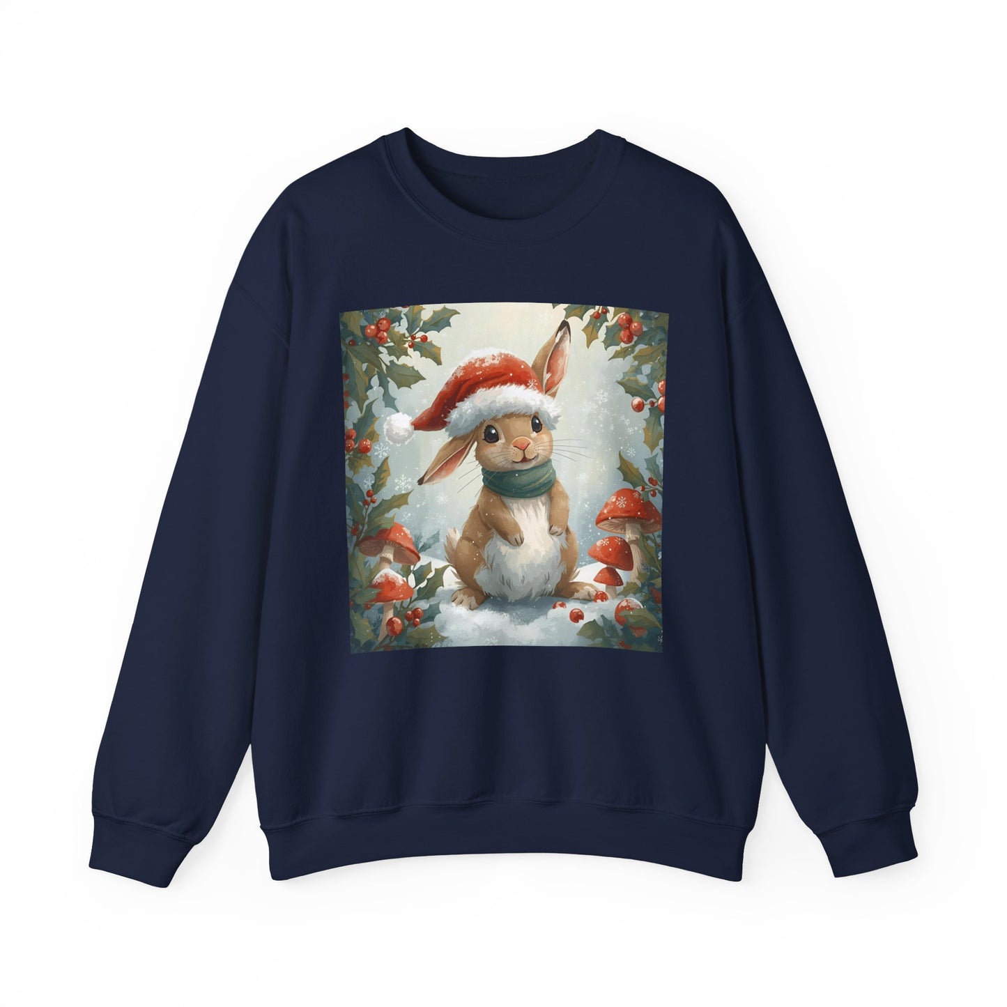 Festive Bunny Crewneck Sweatshirt - Cute Holiday Gift, Winter Fashion, Cozy Sweatshirt, Animal Lover Gift, Christmas Apparel
