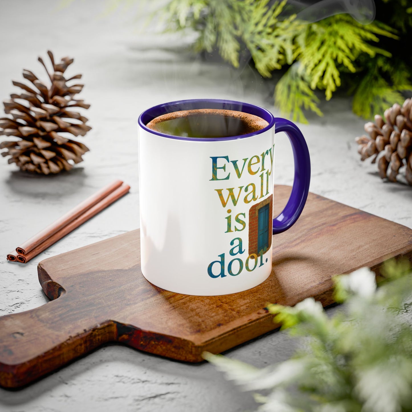 Inspirational Coffee Mug — "Every Wall Is a Door" Colorful Ceramic Mug (11oz & 15oz)