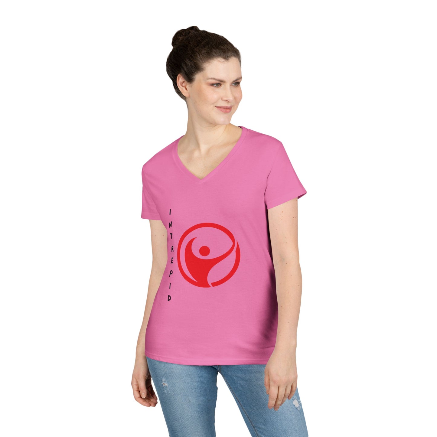 Intrepid Red Figure V-Neck, 100% Cotton Womens Tee