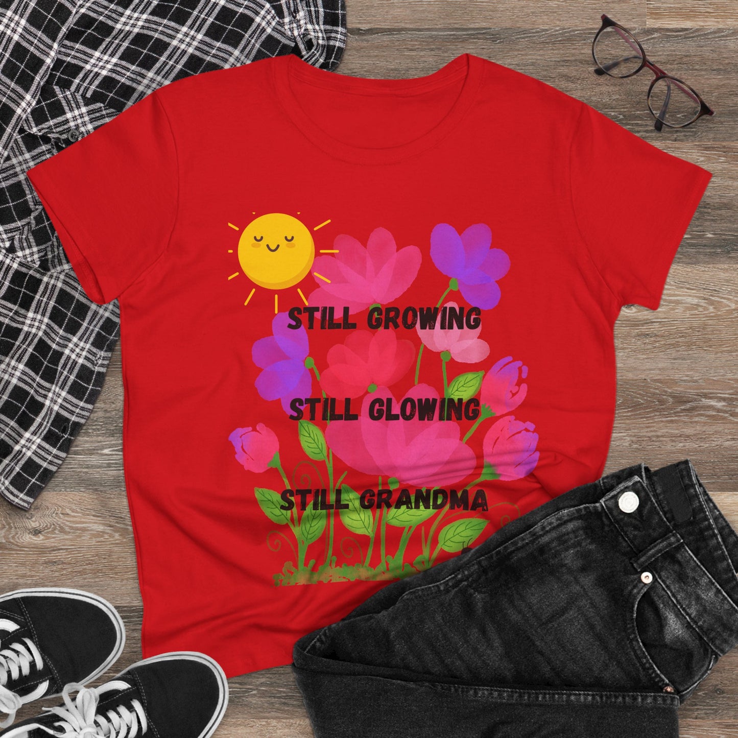 Floral Women's T-Shirt - Still Growing, Still Glowing, Grandma Gift, Mother's Day Tee, Spring Celebration Shirt, Gardening Top, Family [...]