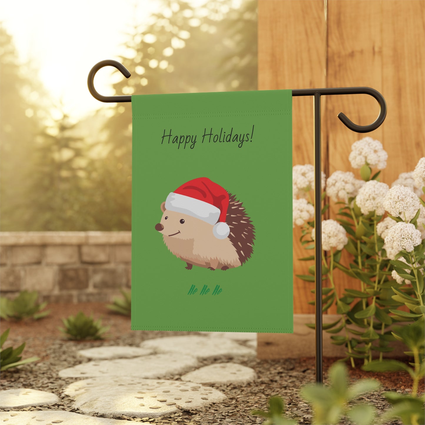 Garden & House Banner, Holiday Garden Flag, cute Hedgehog Holiday Flag