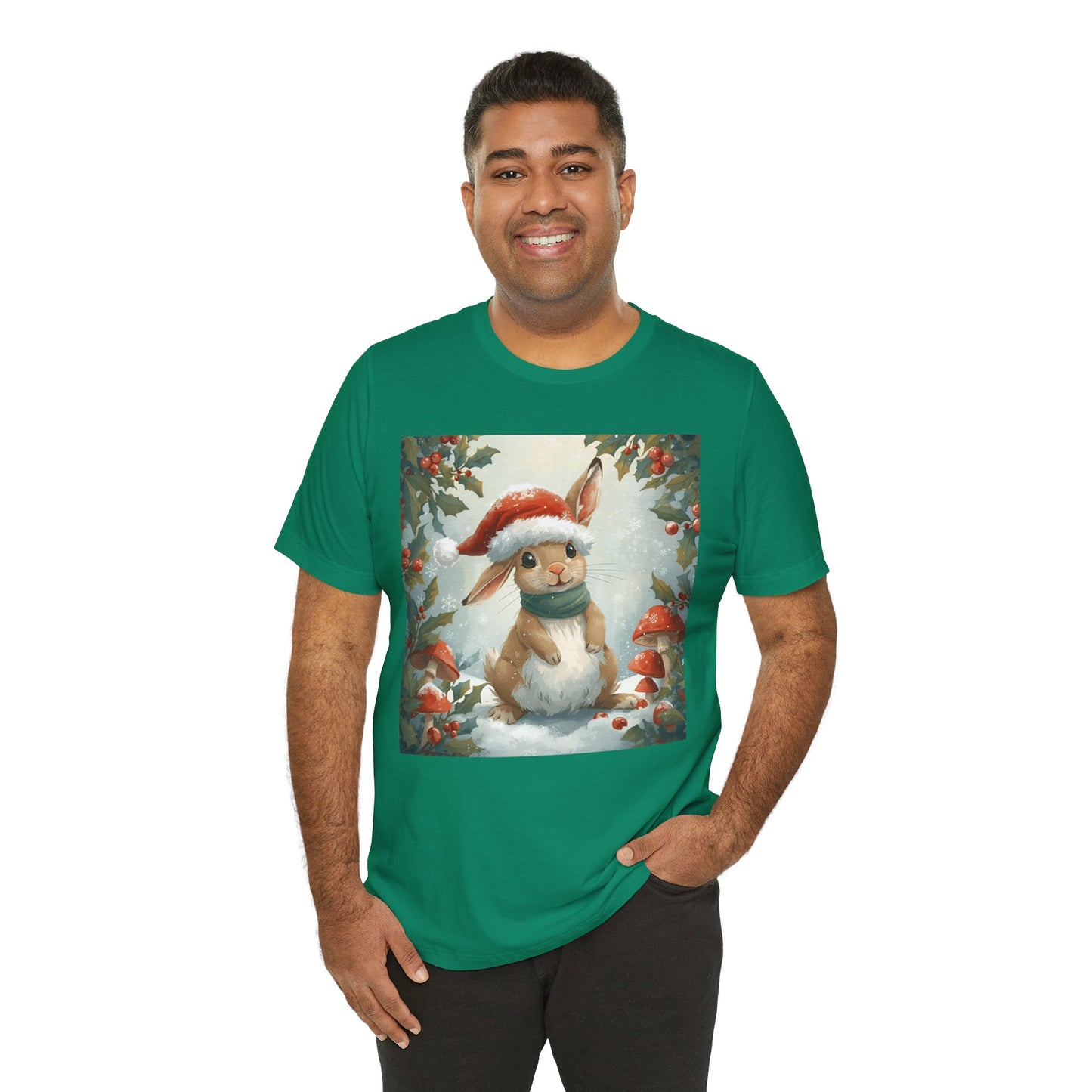Festive Bunny T-Shirt | Holiday Wear, Cute Animal Tee, Unisex Gift, Christmas Apparel, Winter Fashion