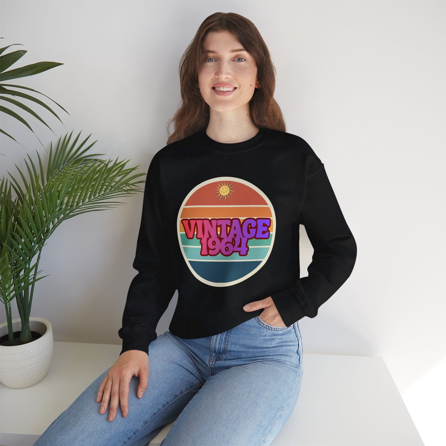 Vintage 1964 Crewneck Sweatshirt — Retro Sunset Graphic Pullover