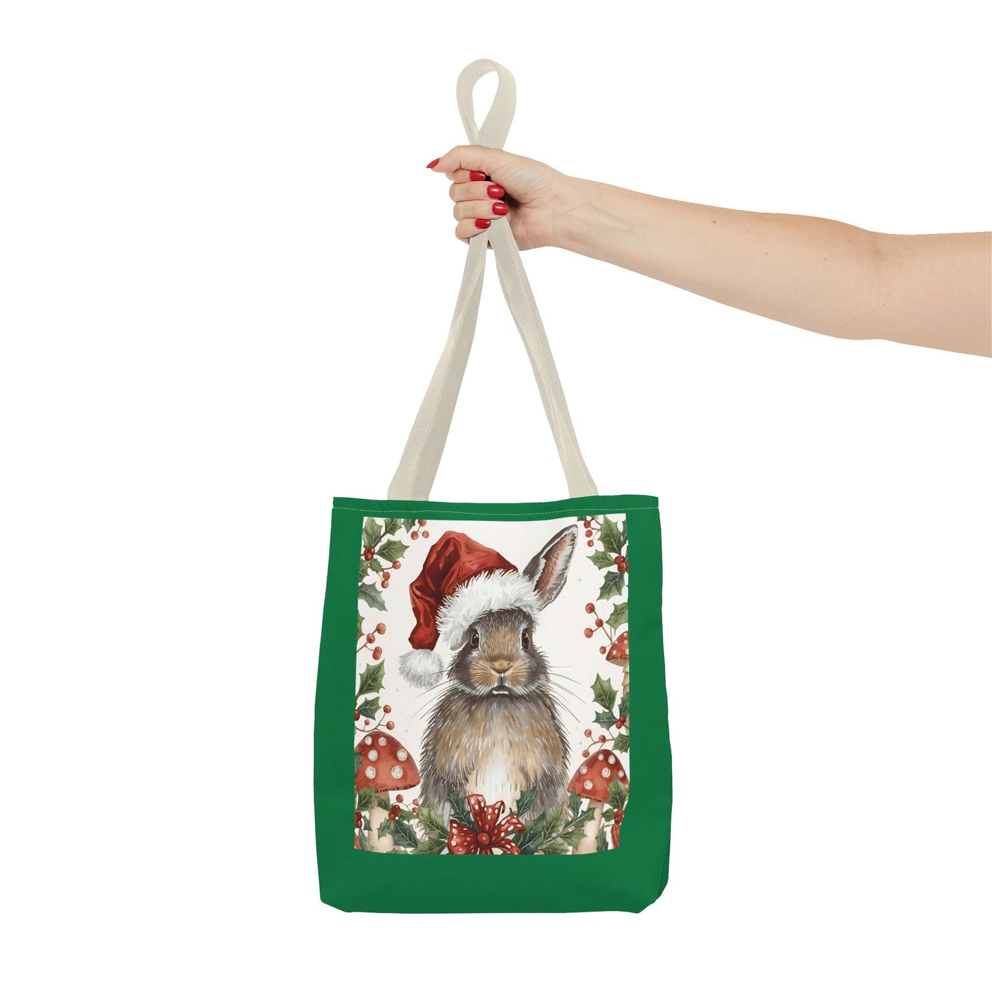 Christmas Bunny Tote Bag | Holiday Gift, Winter Accessory, Eco-Friendly Shopping Bag, Cute Rabbit Design, Festive Reusable Tote