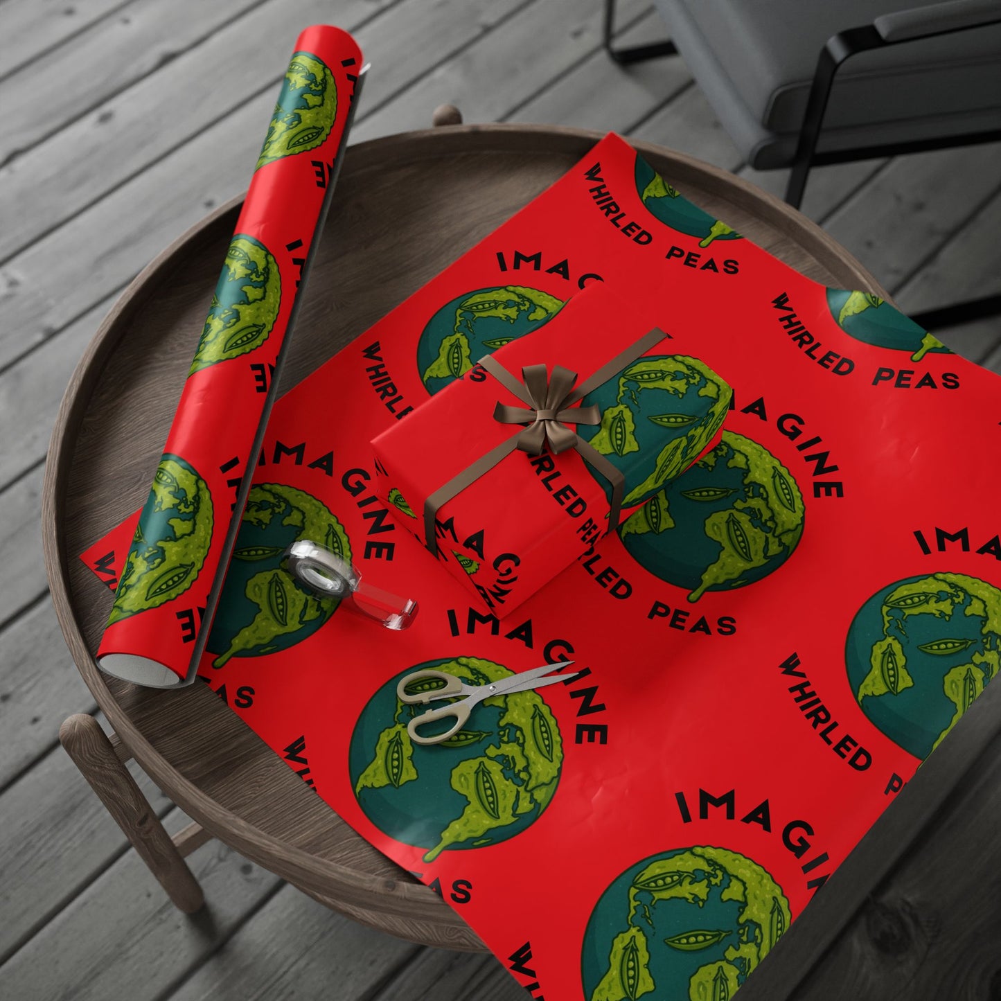 Imagine Whirled Peas Holiday Wrapping Paper – Red Holiday Gift Wrap Roll