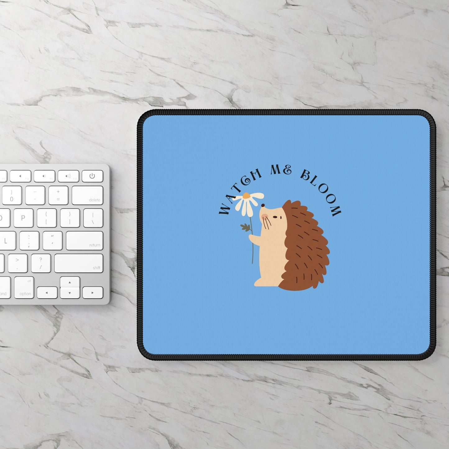 Cute Hedgehog Gaming Mouse Pad, Watch Me Bloom, Gamer Gift, Desk Accessory, Office Decor, Geeky Gift, Animal Lover