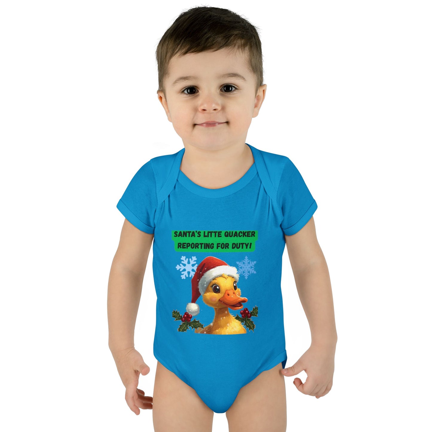 Christmas Infant Bodysuit, Santa's Little Quacker Design, Holiday Baby Outfit, Cute Baby Gift, Festive Newborn Apparel