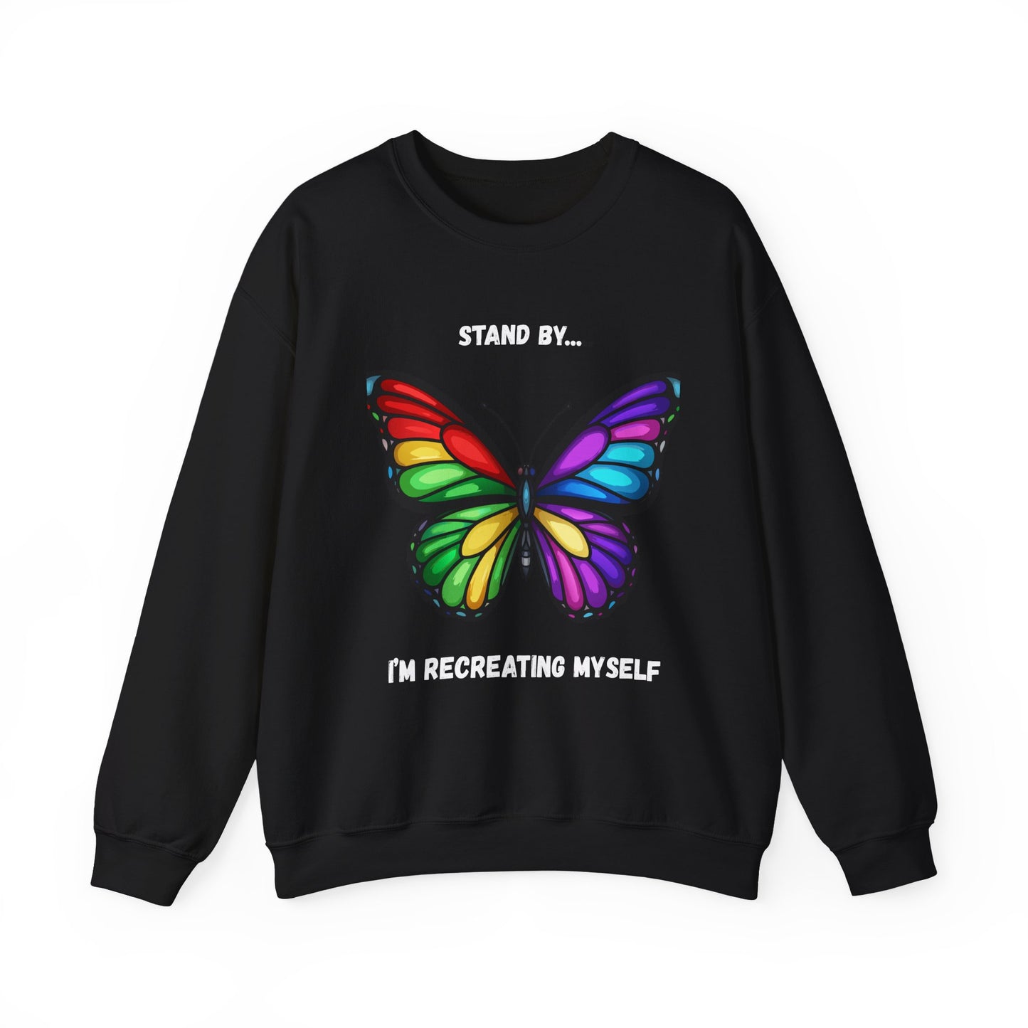 Colorful Butterfly Inspirational Crewneck Sweatshirt, Relaxed Fit, Perfect for Personal Growth Gifts, Self-Discovery, Cozy Apparel