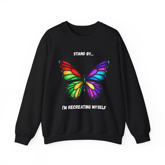 Colorful Butterfly Inspirational Crewneck Sweatshirt, Relaxed Fit, Perfect for Personal Growth Gifts, Self-Discovery, Cozy Apparel