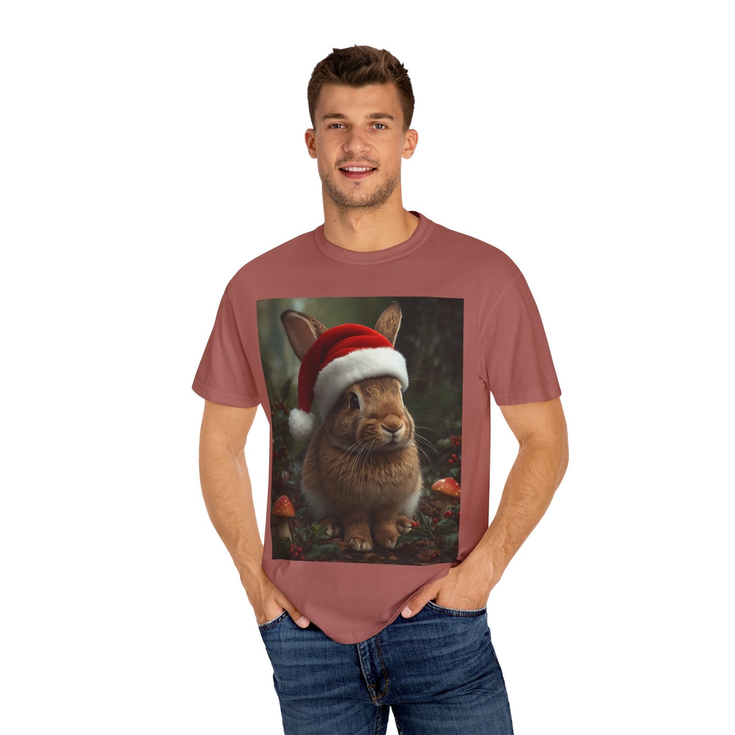Festive Bunny T-Shirt, Funny Christmas Tee, Cute Holiday Shirt, Animal Lover Gift, Winter Apparel