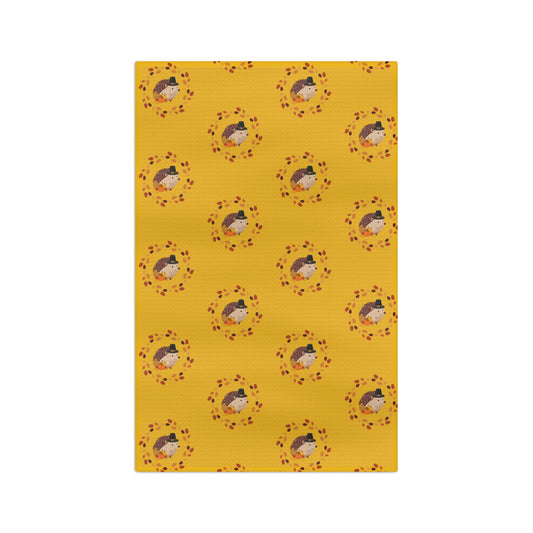 Thanksgiving Microfiber Tea Towel with Cute Hedgehog Design