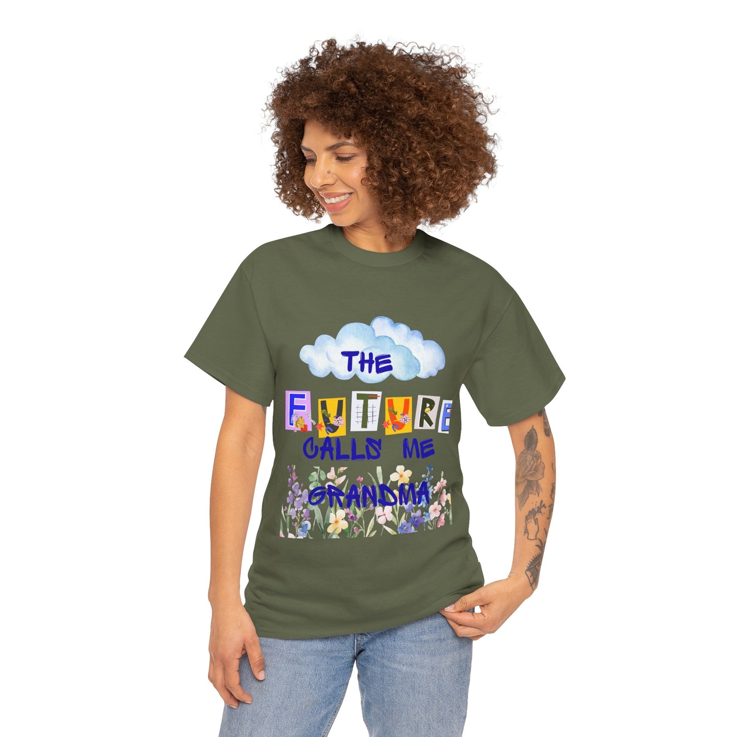 The Future Calls Me Grandma Tee, Unisex Cotton T-Shirt for Grandparents, Birthday Gift, Baby Shower, Family Gatherings, Fun Statement Tee