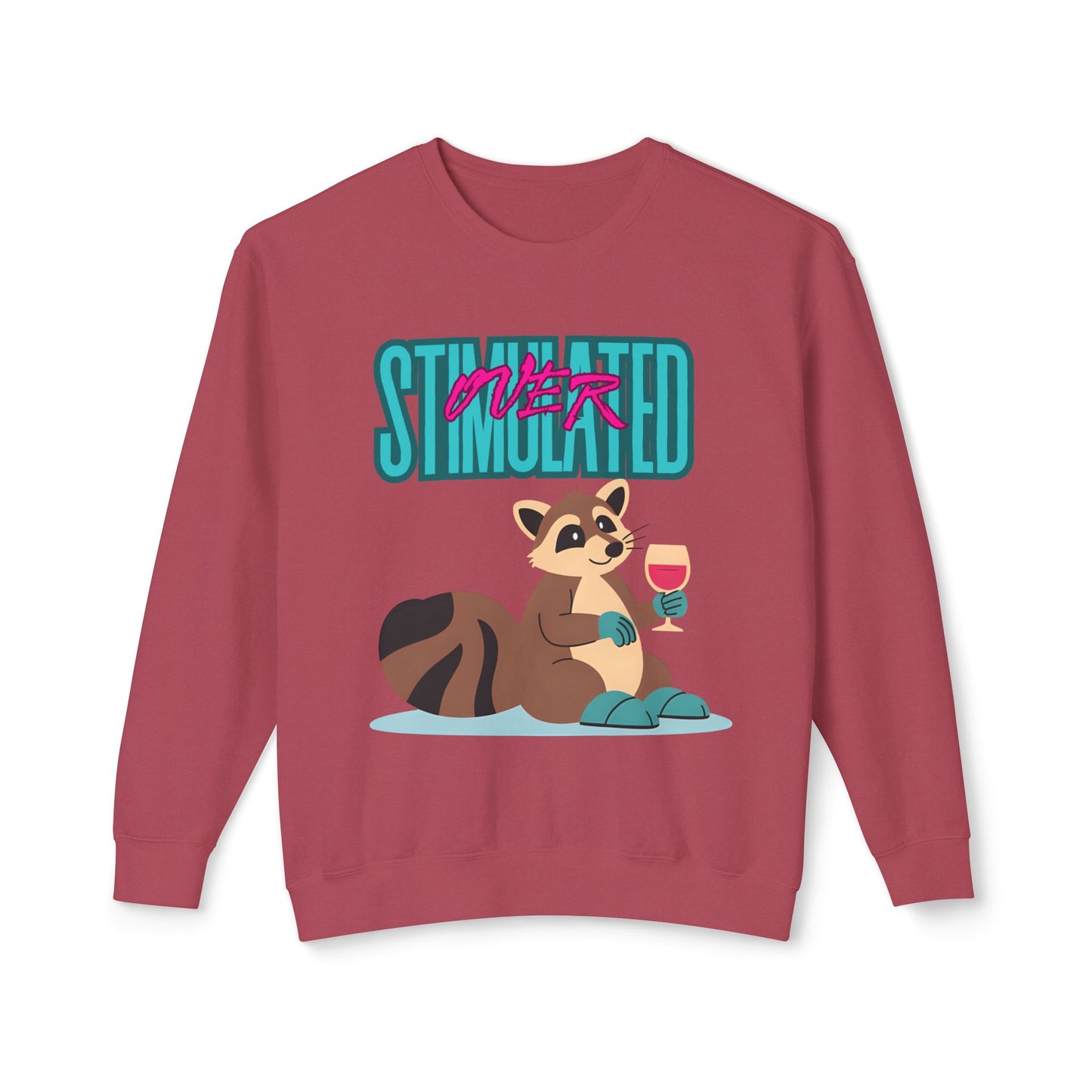 Raccoon 'Overstimulated' Crewneck Unisex Sweatshirt