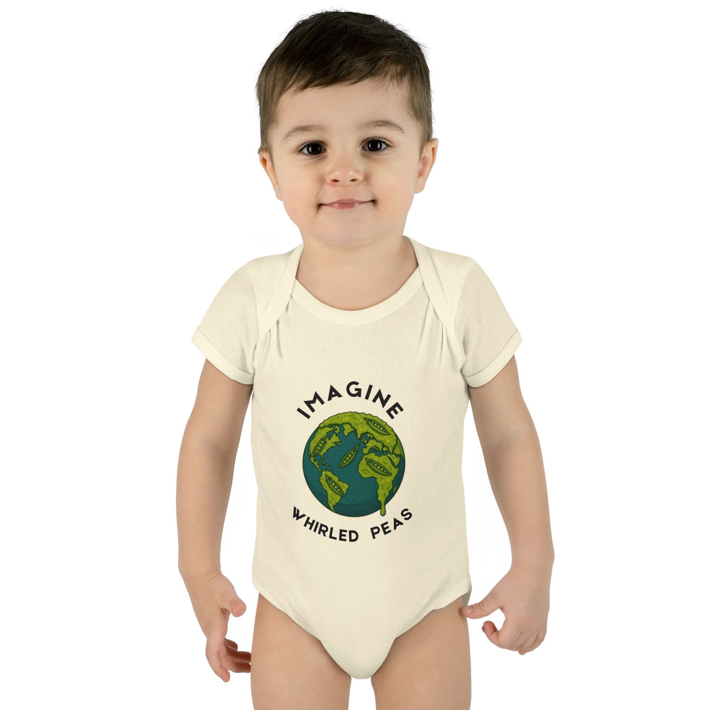 Earth-Themed Infant Bodysuit - Imagine Whirled Peas, Cute Baby Clothes, Unique Baby Shower Gift, Eco-Friendly Apparel, Baby Gift Idea
