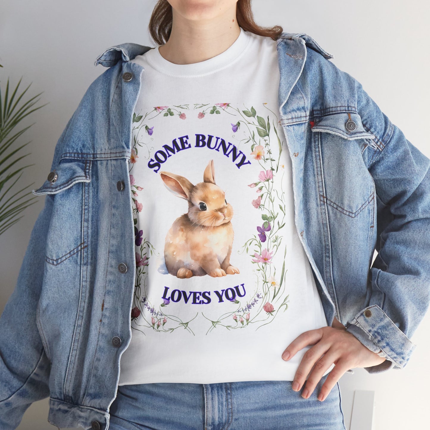 Some Bunny Loves You Tee, Cute Rabbit Shirt, Unisex Spring T-Shirt, Easter Gift, Flower Graphic Tee, Animal Lover Top