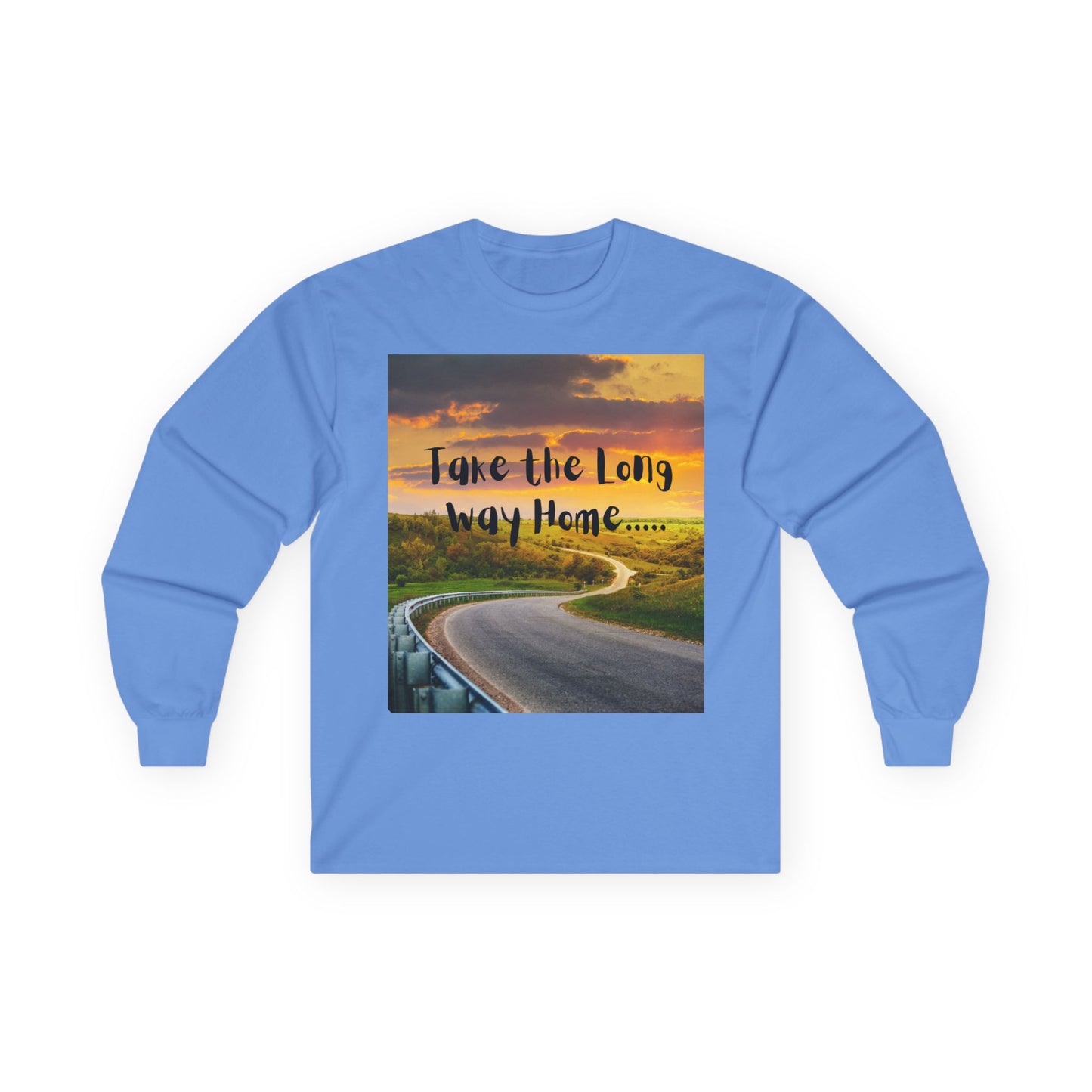 Scenic Long Sleeve Tee - Take the Long Way Home, Travel Shirt, Adventure Apparel, Gift for Wanderers, Outdoor Style, Road Trip Top