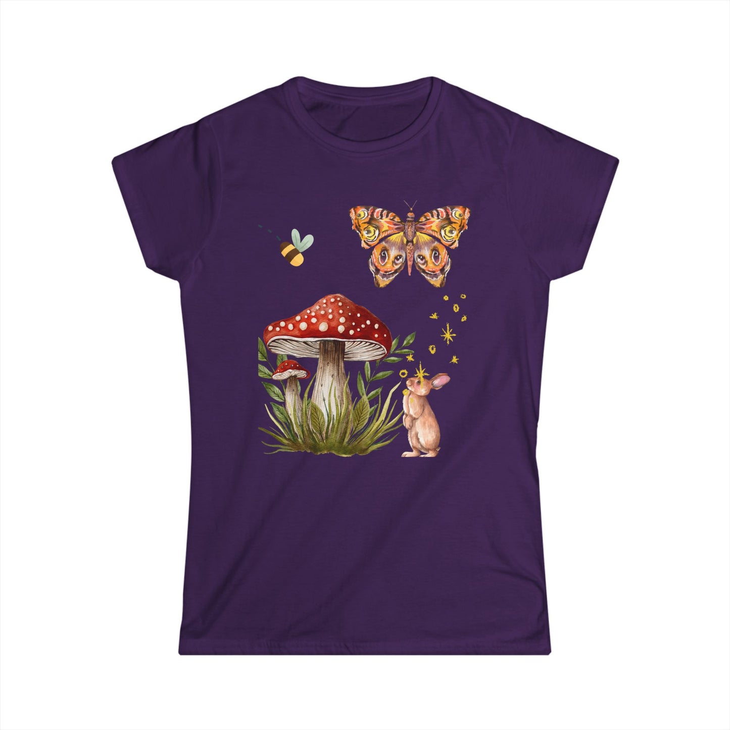 Whimsical Nature Women's Tee, Spring Fashion, Cute Animal T-Shirt, Gift for Her, Eco-Friendly Style