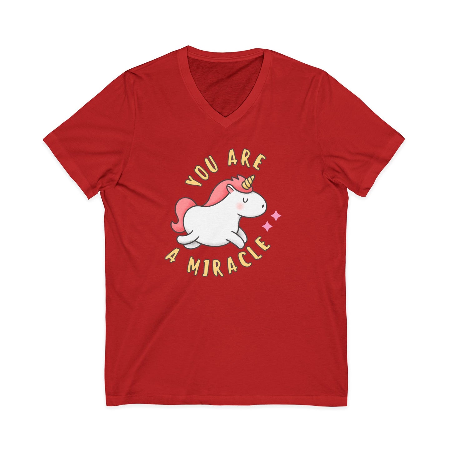 You Are a Miracle Unicorn V-Neck Tee, Unisex 100% Cotton