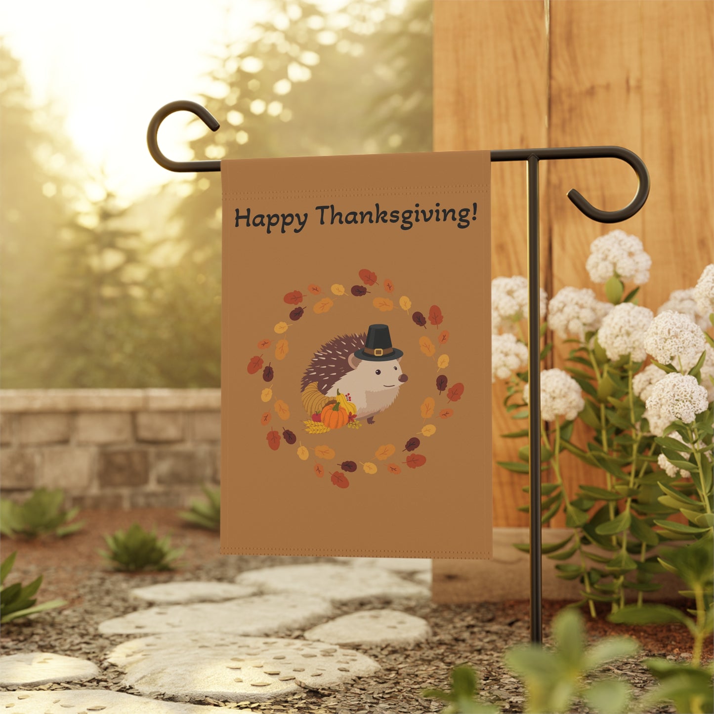 Thanksgiving Garden Banner, Fall Decor, Hedgehog Flag, Autumn Home Decoration, Outdoor Thanksgiving Sign