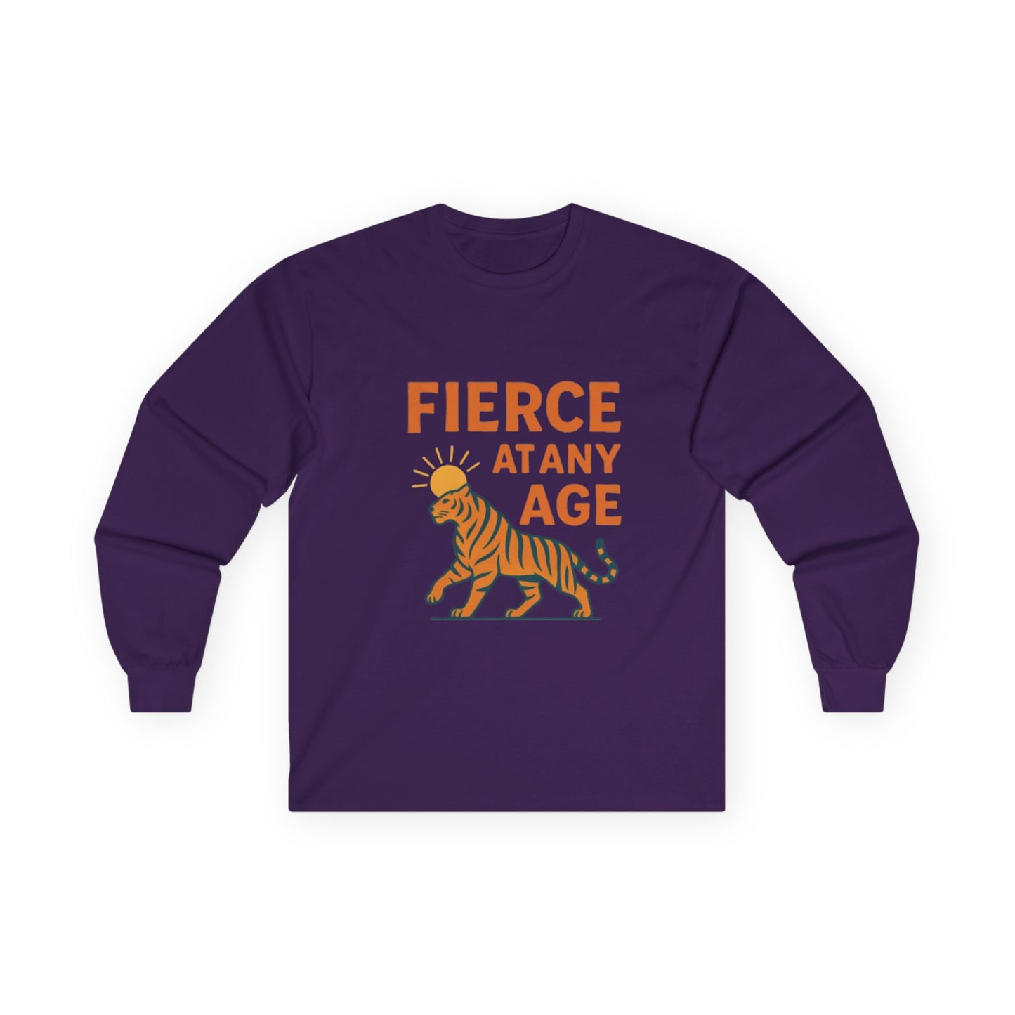 Fierce at Any Age Long Sleeve Tee, Birthday Gift, Unisex Cotton Shirt, Inspirational Tee, Animal Lover Apparel, Unique Gift Idea