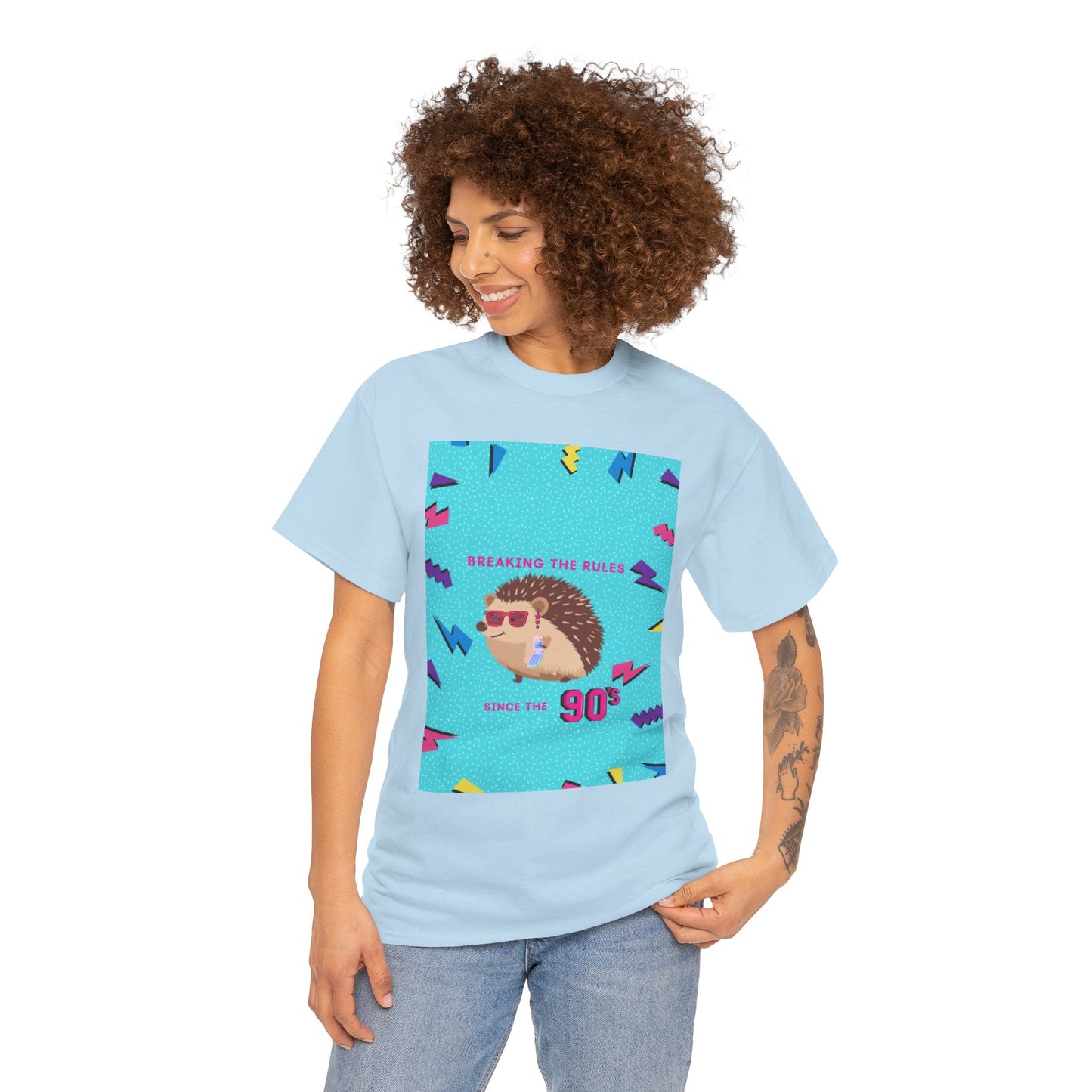 90s Vintage-Inspired Hedgehog Tee | Retro Cotton Shirt, Unisex Casual Wear, Perfect for Nostalgia Lovers, Gift for Birthdays, Summer Outings