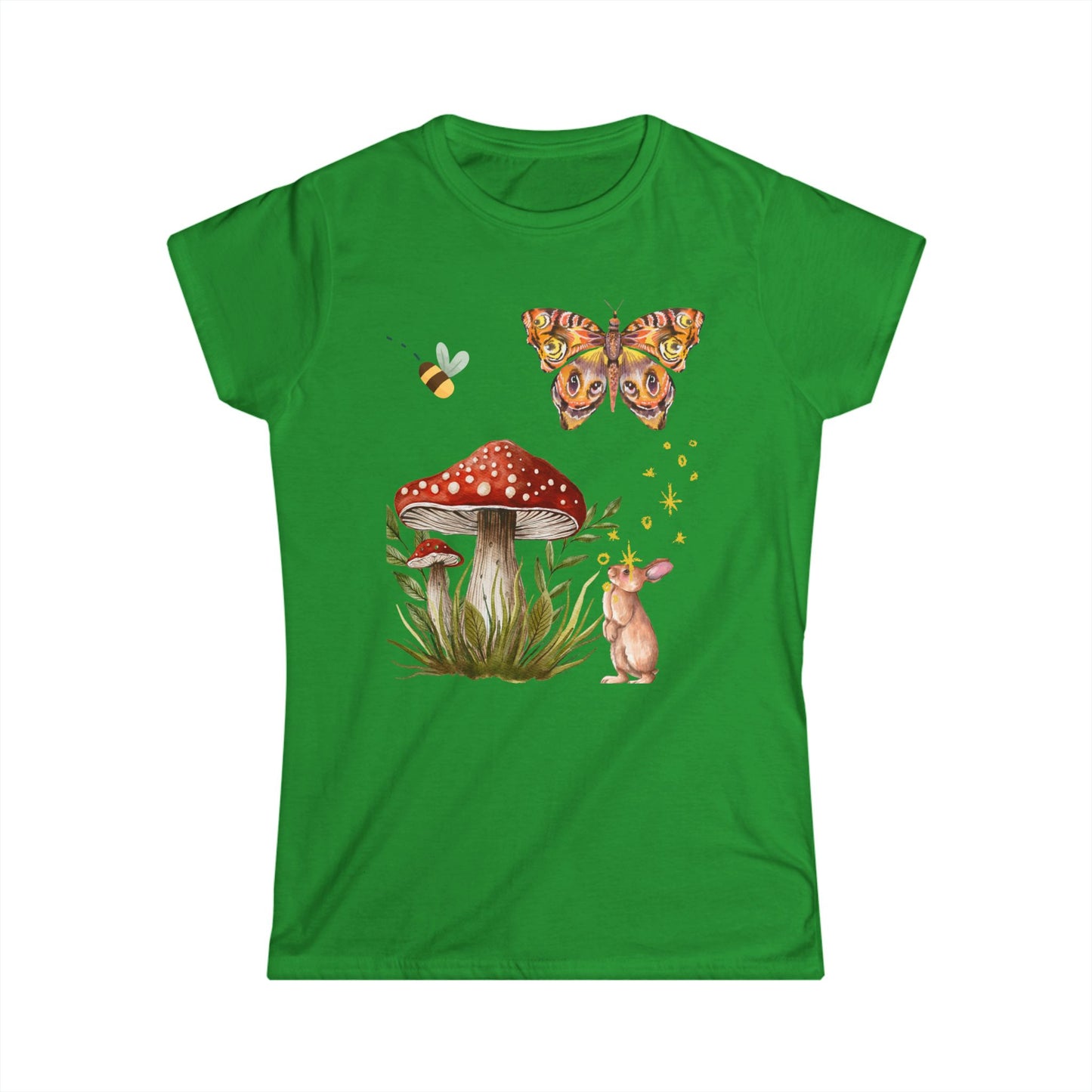 Whimsical Nature Women's Tee, Spring Fashion, Cute Animal T-Shirt, Gift for Her, Eco-Friendly Style