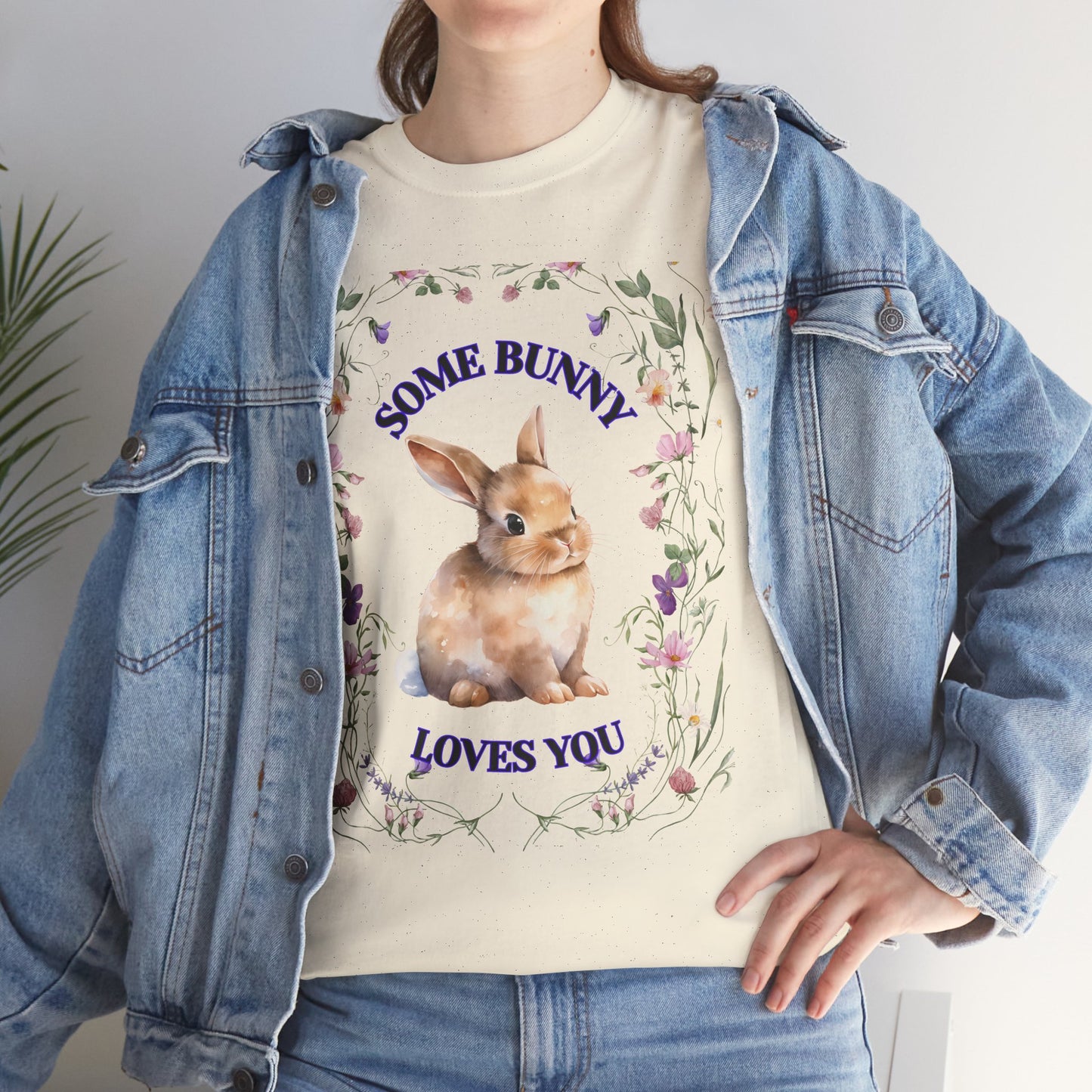 Some Bunny Loves You Tee, Cute Rabbit Shirt, Unisex Spring T-Shirt, Easter Gift, Flower Graphic Tee, Animal Lover Top