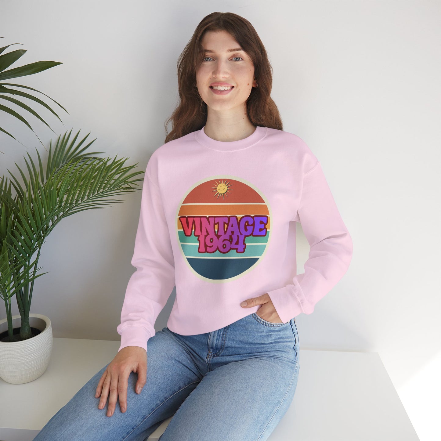 Vintage 1964 Crewneck Sweatshirt — Retro Sunset Graphic Pullover