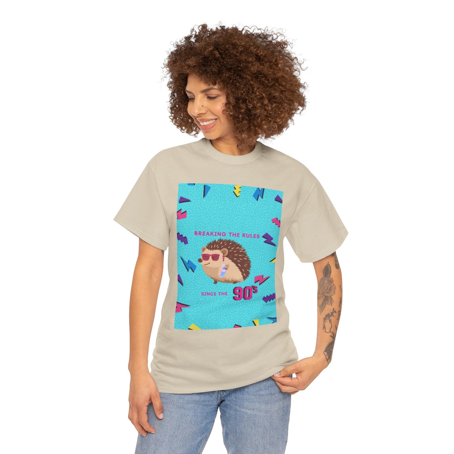 90s Vintage-Inspired Hedgehog Tee | Retro Cotton Shirt, Unisex Casual Wear, Perfect for Nostalgia Lovers, Gift for Birthdays, Summer Outings