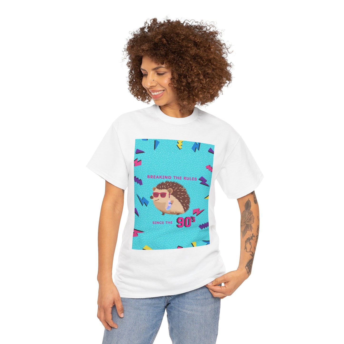 90s Vintage-Inspired Hedgehog Tee | Retro Cotton Shirt, Unisex Casual Wear, Perfect for Nostalgia Lovers, Gift for Birthdays, Summer Outings