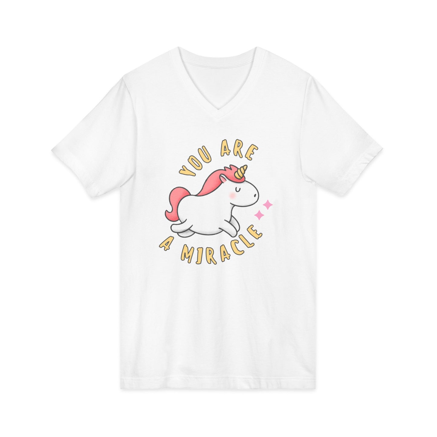 You Are a Miracle Unicorn V-Neck Tee, Unisex 100% Cotton