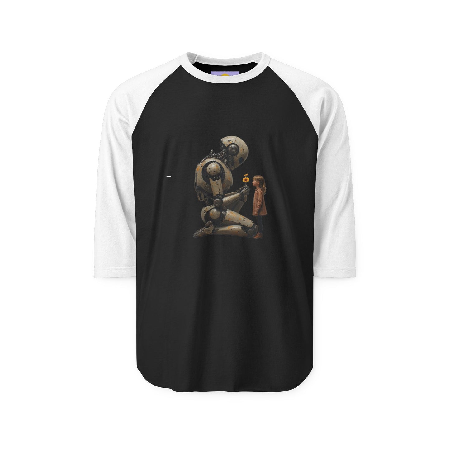 Robot and girl Vintage Robot Art Raglan Shirt, Unisex Tee, Gift for Tech Lovers, Casual Wear, Retro Style, Unique Graphic T-Shirt