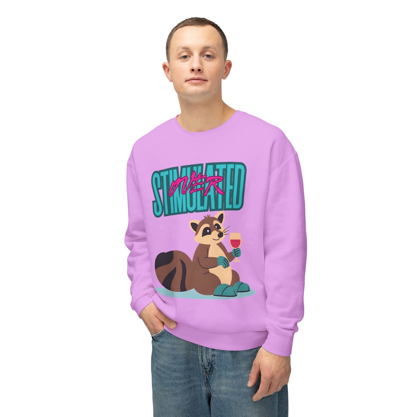 Raccoon 'Overstimulated' Crewneck Unisex Sweatshirt