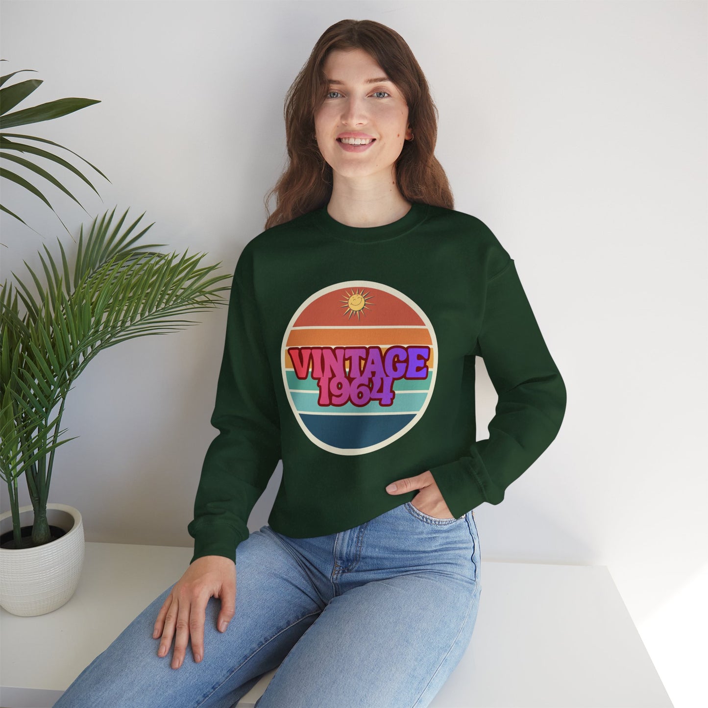 Vintage 1964 Crewneck Sweatshirt — Retro Sunset Graphic Pullover