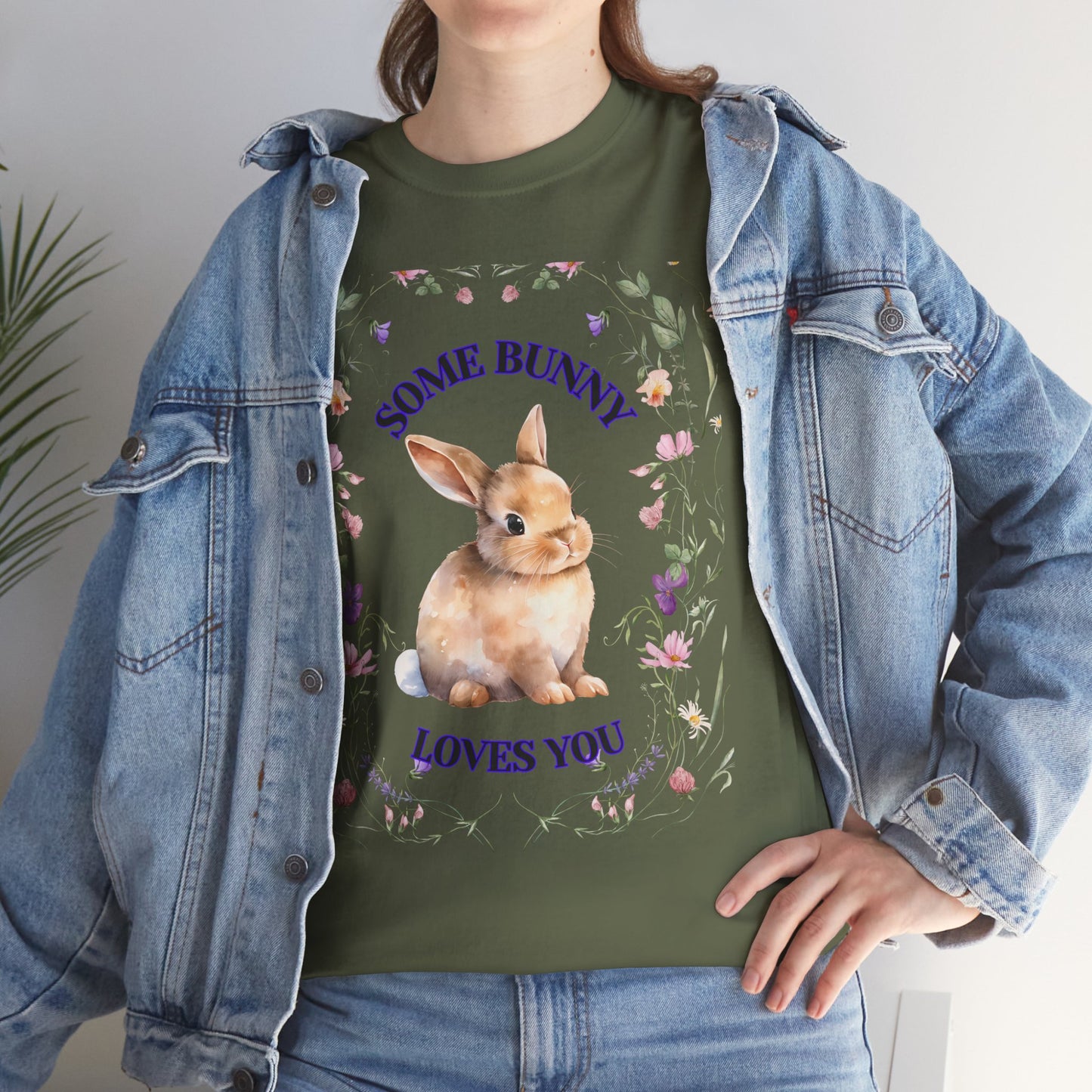 Some Bunny Loves You Tee, Cute Rabbit Shirt, Unisex Spring T-Shirt, Easter Gift, Flower Graphic Tee, Animal Lover Top