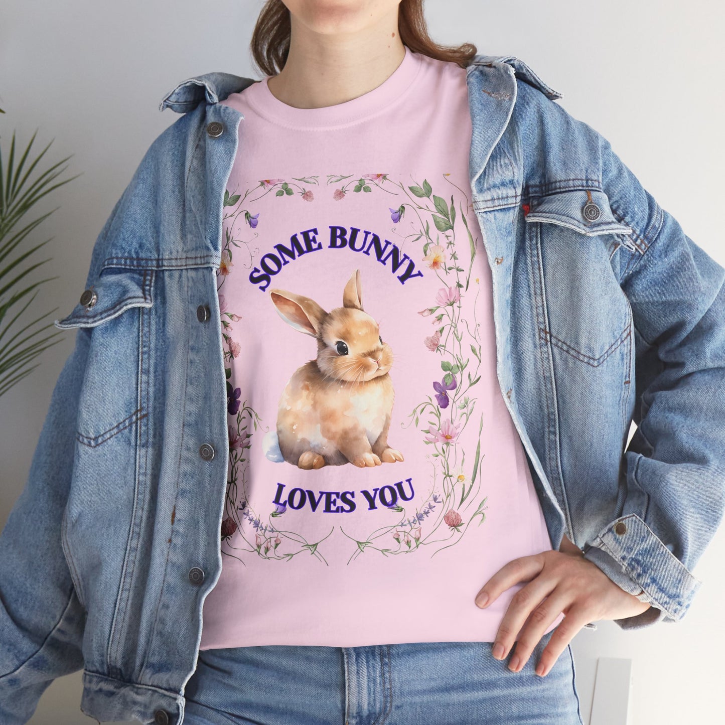 Some Bunny Loves You Tee, Cute Rabbit Shirt, Unisex Spring T-Shirt, Easter Gift, Flower Graphic Tee, Animal Lover Top
