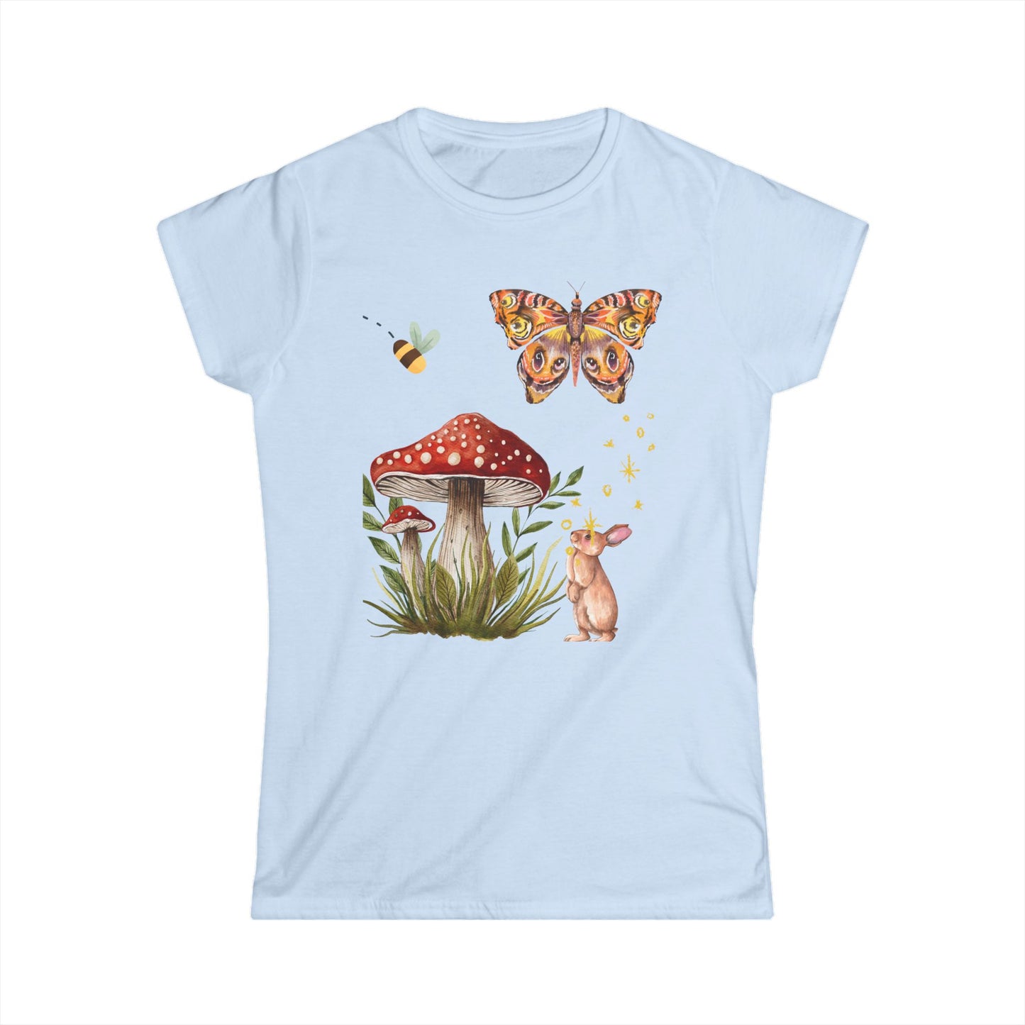 Whimsical Nature Women's Tee, Spring Fashion, Cute Animal T-Shirt, Gift for Her, Eco-Friendly Style