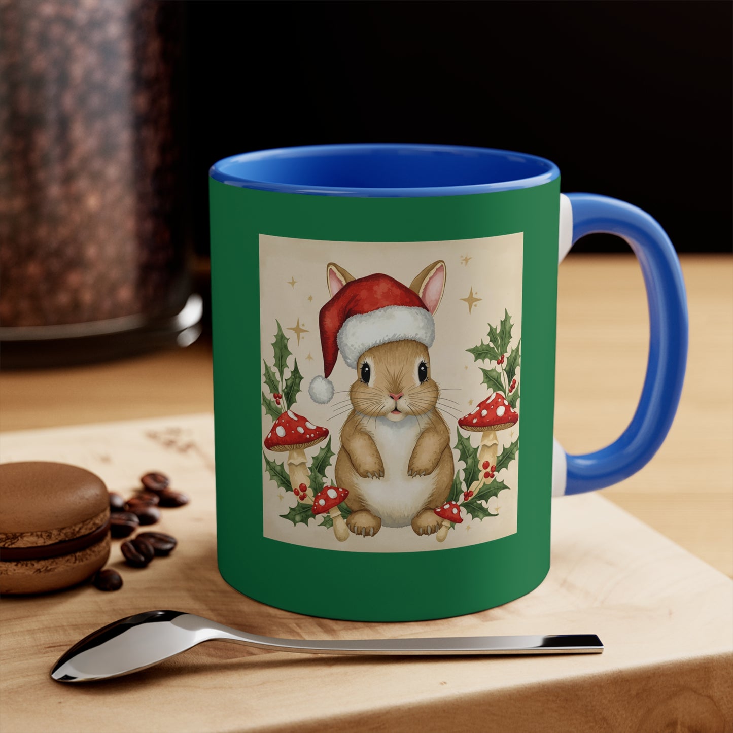 Festive Holiday Mug, Christmas Coffee Cup, Cute Bunny Design, Personal Gift, Winter Decor, Holiday Cheer