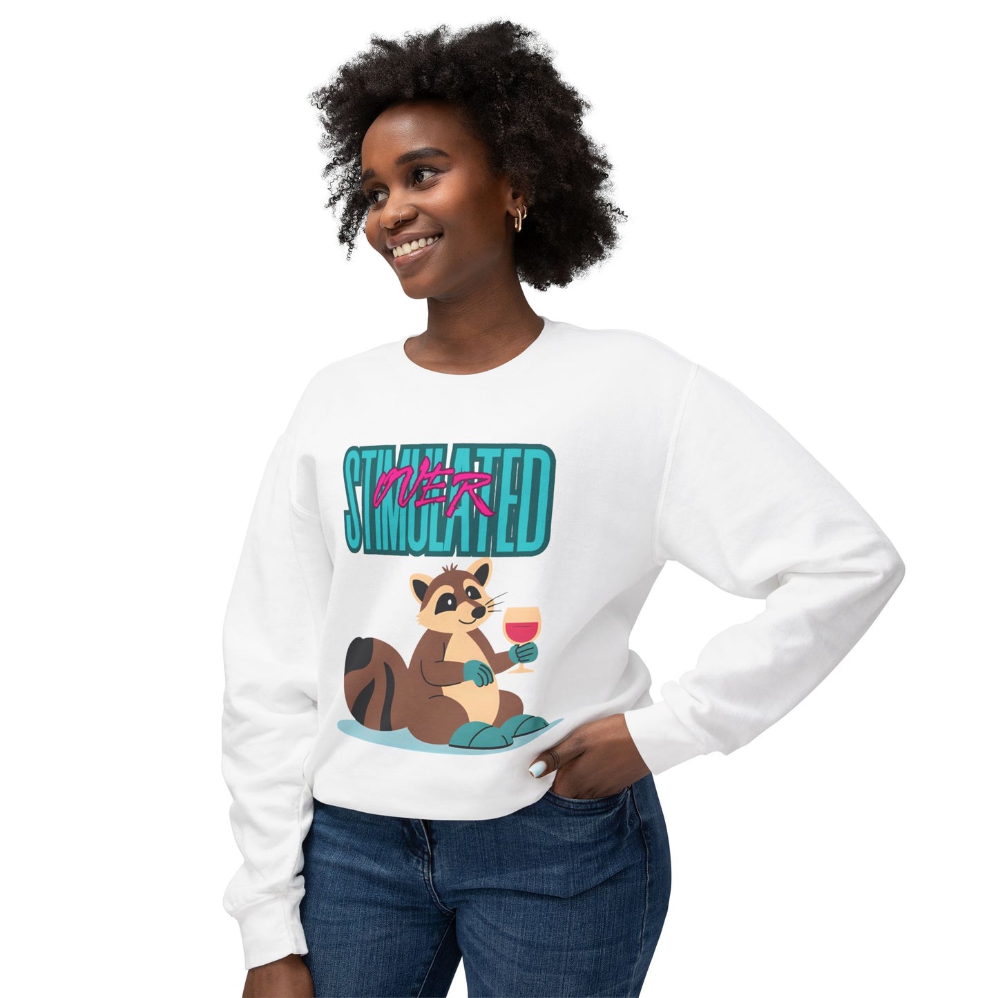 Raccoon 'Overstimulated' Crewneck Unisex Sweatshirt